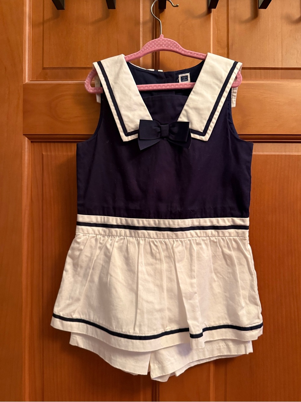 Janie and Jack Navy and White Sailor Romper with Bow